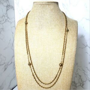 VINTAGE Single Strand Twisted Rope Chain Filigree Metal Beads Necklace